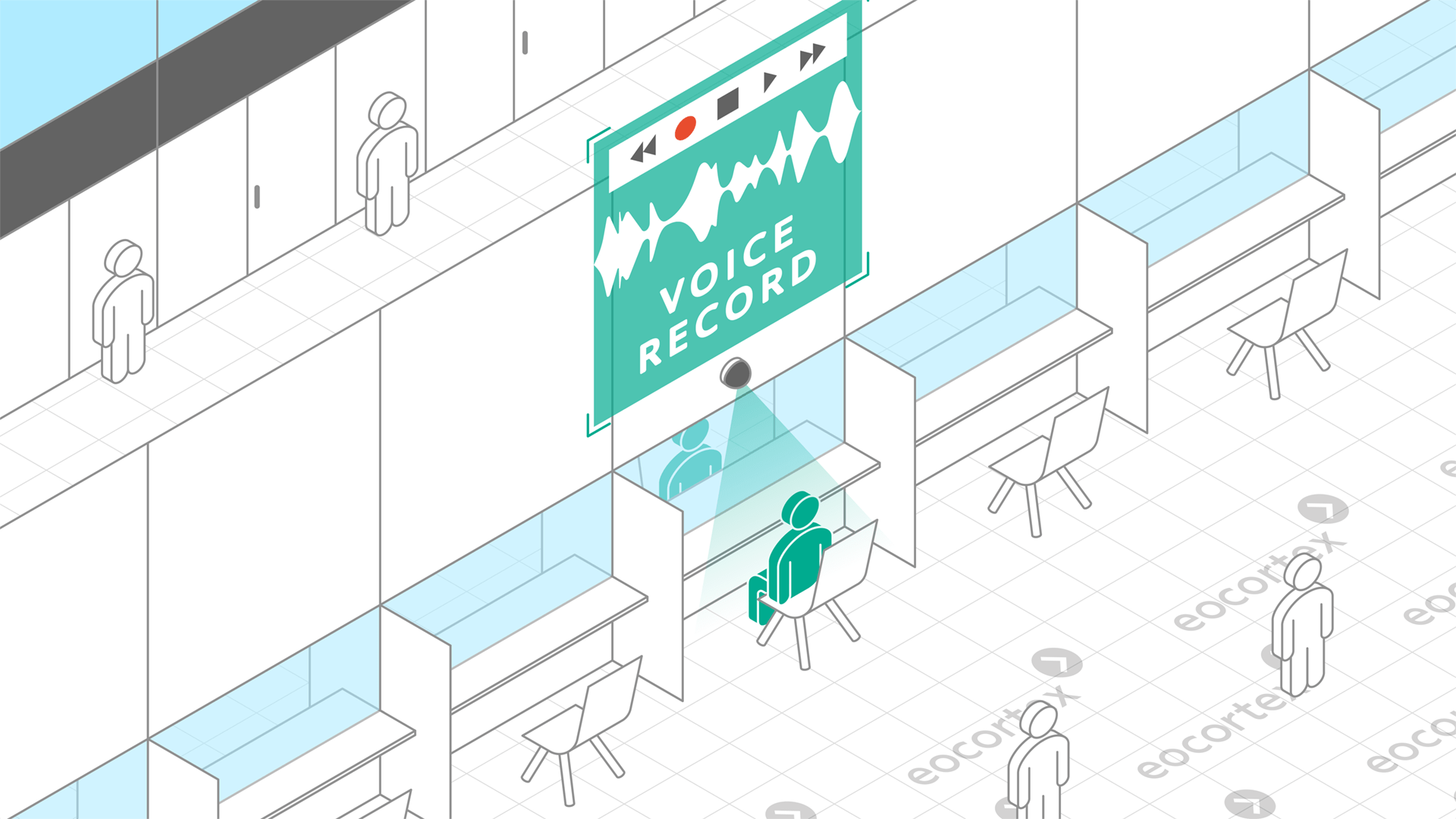 Audio Stream Processing for Prisons & Correctional Facilities Operating principle of Audio Stream Processing video analysis module in the context of prisons & correctional facilities. Software used: Eocortex Video Management Software.